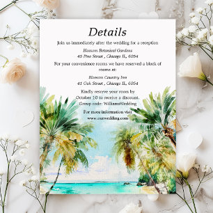 Cartão De Informações Detalhes do Casamento no Destino de Praia Tropical