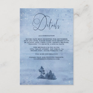 Cartão De Informações Detalhes do Casamento no inverno Azul das Pinheira