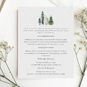 Cartão De Informações Detalhes do Casamento no inverno da árvore do pinh