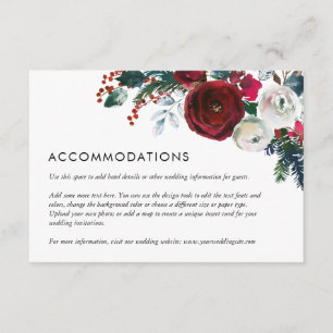 Cartão De Informações Detalhes do Casamento no inverno Floral Feriado In
