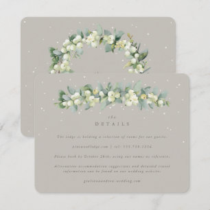 Cartão De Informações Detalhes do Casamento no inverno Greige Snowberry+