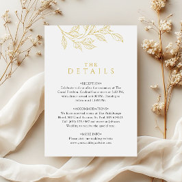 Cartão De Informações Detalhes do Casamento no Jardim Botânico Golden