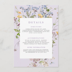 Cartão De Informações Detalhes do Casamento no Jardim de Flores Silvestr