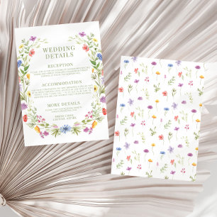Cartão De Informações Detalhes do casamento no jardim de flores silvestr