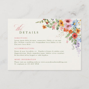 Cartão De Informações Detalhes do Casamento no Jardim de Primavera com F