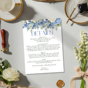Cartão De Informações Detalhes do Casamento no Jardim Floral Branco de H