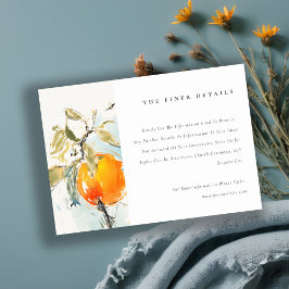 Cartão De Informações Detalhes do Casamento no Jardim Laranja Abstrato B