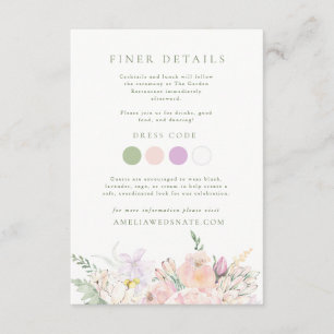 Cartão De Informações Detalhes do Casamento no Jardim Pastel