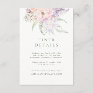 Cartão De Informações Detalhes do Casamento no Jardim Pastel