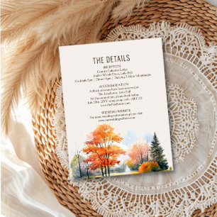 Cartão De Informações Detalhes do Casamento no Lago de Outono Enclosure 