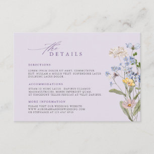 Cartão De Informações Detalhes do Casamento no Prado de Flores Silvestre