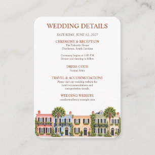Cartão De Informações Detalhes do Casamento no Sul Charleston Rainbow Ro