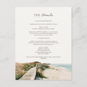 Cartão De Informações Detalhes do Casamento no Tabuleiro de Aveia Marinh