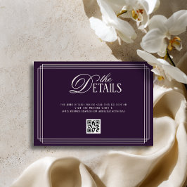 Cartão De Informações Detalhes do Casamento Old Money Plum