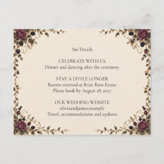 Cartão De Informações Detalhes do Casamento Once Upon a Midnight Plum Ro