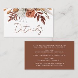 Cartão De Informações Detalhes do Casamento outono Floral Rustic do Terr