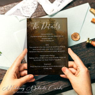 Cartão De Informações Detalhes do Casamento outono Russo da Imagem Elega