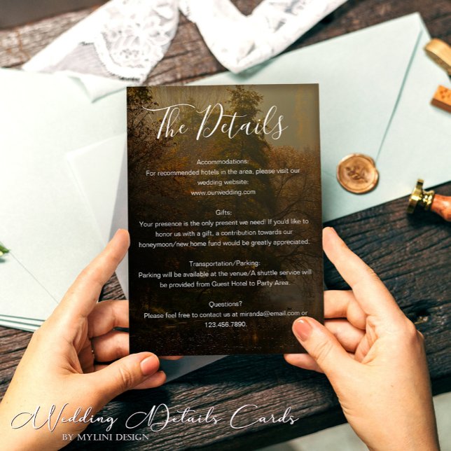 Cartão De Informações Detalhes do Casamento outono Russo da Imagem Elega (Criador carregado)