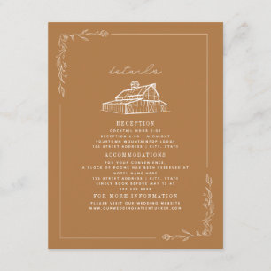 Cartão De Informações Detalhes do Casamento outono Russo de Goldenrod