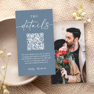 Cartão De Informações Detalhes do Casamento Pequeno do Código QR de Foto