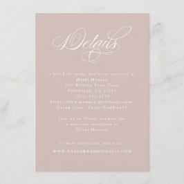 Cartão De Informações Detalhes do Casamento Pink Elegante de Caligrafia