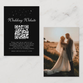 Cartão De Informações Detalhes do Casamento Preto do Código QR Celestial