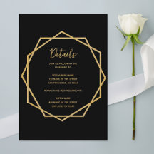 Detalhes do Casamento Preto Dourado Geométrico Ele