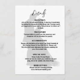Cartão De Informações Detalhes do Casamento Preto e Branco Moderno Minim