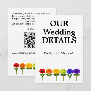 Cartão De Informações 🌈  Detalhes do Casamento QR LGBTQ Florescer Junto