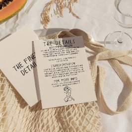 Cartão De Informações Detalhes do Casamento Quirky Desenhado Da Mão Retr