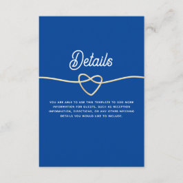 Cartão De Informações Detalhes do Casamento Real Azul Moderno