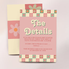 Cartão De Informações Detalhes do Casamento Retro e Groovy dos Anos 70