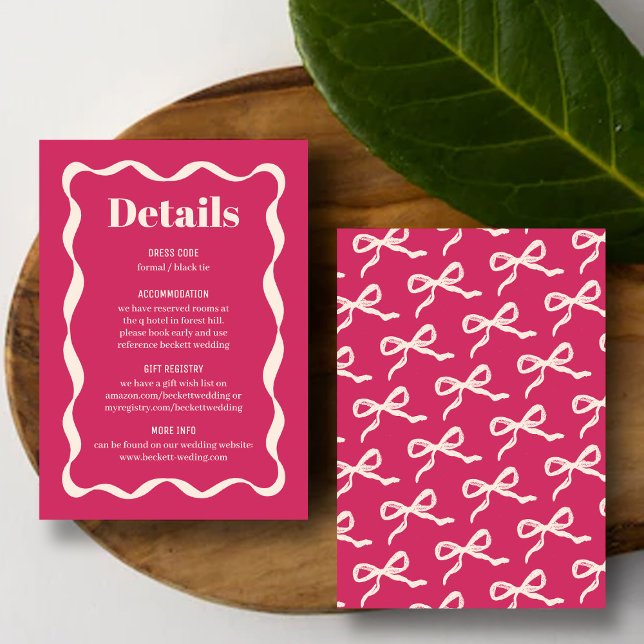 Cartão De Informações Detalhes do Casamento Retroativo do Arco Coquette (Criador carregado)