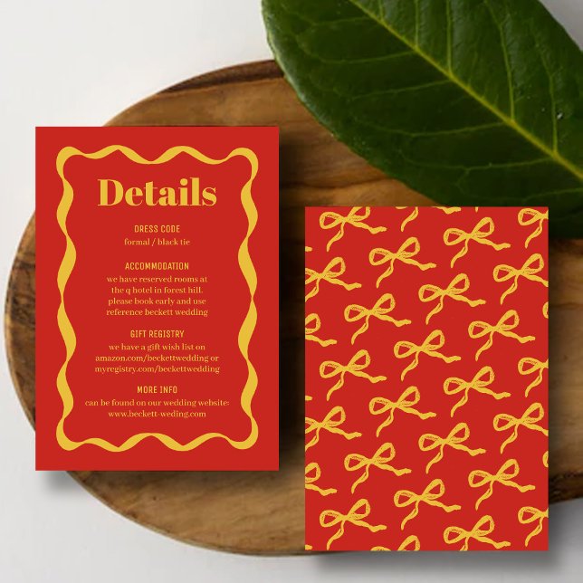 Cartão De Informações Detalhes do Casamento Retroativo do Arco Coquette (Criador carregado)