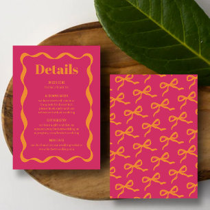 Cartão De Informações Detalhes do Casamento Retroativo do Arco Coquette