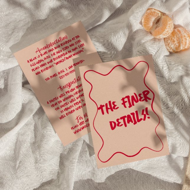 Cartão De Informações Detalhes do Casamento Retroativo Moderno, manuscri (Criador carregado)