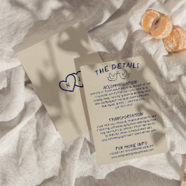 Cartão De Informações Detalhes do Casamento Retroativo Único Desenhado à