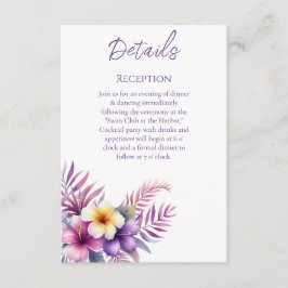 Cartão De Informações Detalhes do Casamento Românico da Ilha Watercolor-