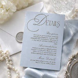 Cartão De Informações Detalhes do Casamento Romântico Azul Marrom