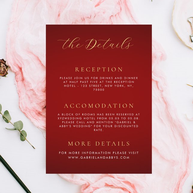 Cartão De Informações Detalhes do Casamento Romântico do Monograma Verme (Criador carregado)