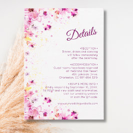 Cartão De Informações Detalhes do Casamento Romântico Rosa Peônia