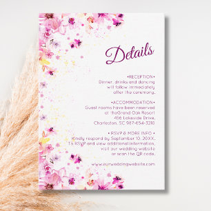 Cartão De Informações Detalhes do Casamento Romântico Rosa Peônia