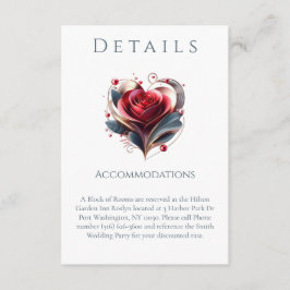 Cartão De Informações Detalhes do Casamento - Rosa de Forma Moderna do C