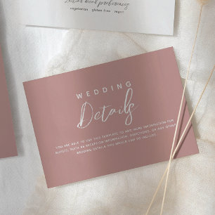 Cartão De Informações Detalhes do Casamento Rosa Empoeirado
