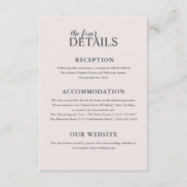 Cartão De Informações Detalhes do Casamento Rosa-Esbranquiçado Moderno