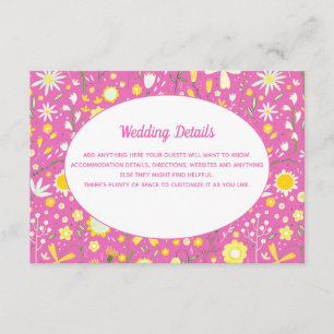 Cartão De Informações Detalhes do Casamento Rosa Floral Moderno