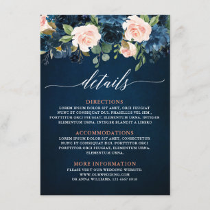 Cartão De Informações Detalhes do Casamento Rosa Rosa Rosa Rosa Rosa mar