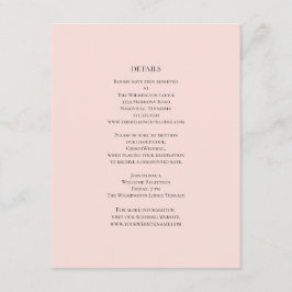 Cartão De Informações Detalhes do Casamento Rosa Simples