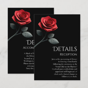 Cartão De Informações Detalhes do casamento - Rosa vermelha-