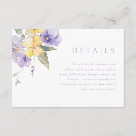 Cartão De Informações Detalhes do Casamento Roxo-Sol e lavanda